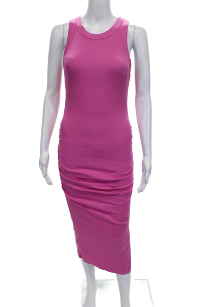 Michael Stars Women Bodycon Dress Pink Cotton Sleeveless Round Neck Size XS