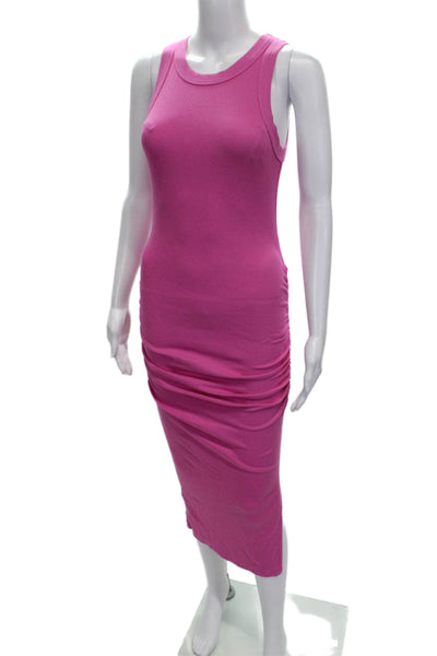 Michael Stars Women Bodycon Dress Pink Cotton Sleeveless Round Neck Size XS