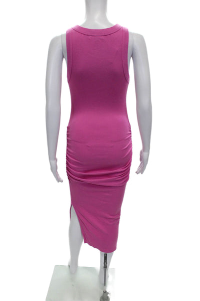 Michael Stars Women Bodycon Dress Pink Cotton Sleeveless Round Neck Size XS
