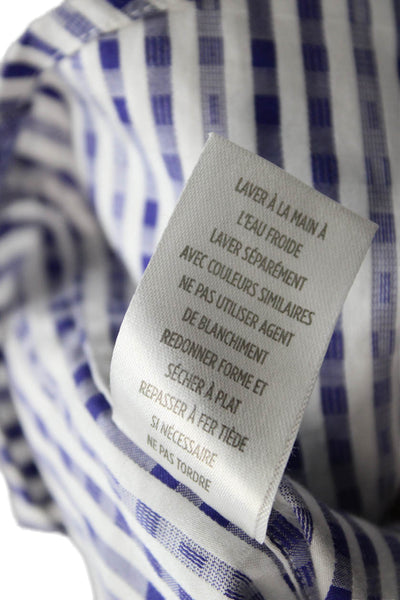 Robert Graham Mens Cotton Collared Striped Button Down Shirt Blue Size L