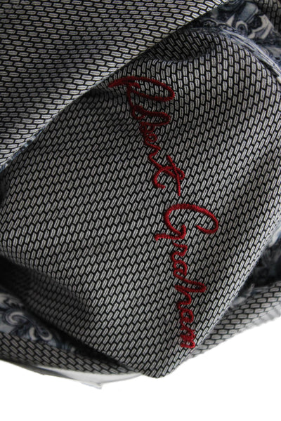 Robert Graham Mens Cotton Collared Long Sleeve Button Down Gray Size 16