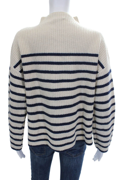 Rails Women Beige Striped Wool Mock Neck Pullover Sweater Long Sleeve Size S