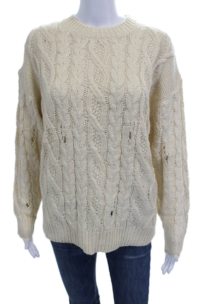 Heartloom Women Pullover Sweater Ivory Acrylic Crew Neck Longsleeve Size XS