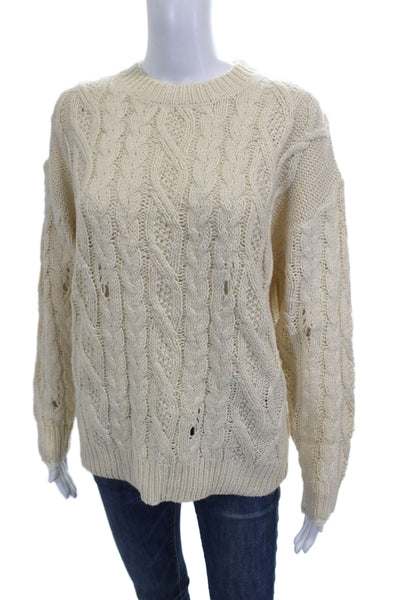 Heartloom Women Pullover Sweater Ivory Acrylic Crew Neck Longsleeve Size XS