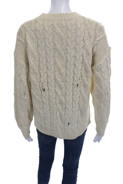 Heartloom Women Pullover Sweater Ivory Acrylic Crew Neck Longsleeve Size XS