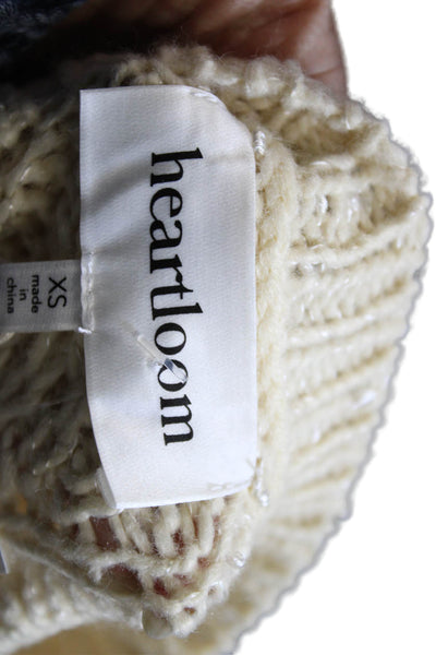 Heartloom Women Pullover Sweater Ivory Acrylic Crew Neck Longsleeve Size XS