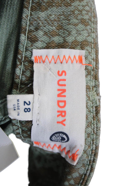 Sundry Womens Green Animal Print Cotton Jogger Pants Button Size 28
