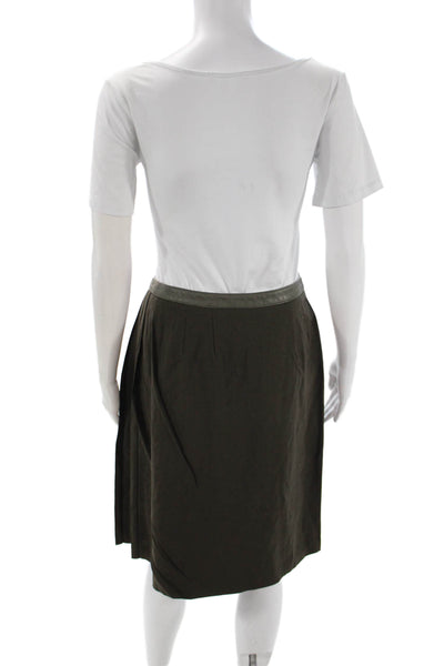 Worth Womens Wrap Skirt Green Knee Length Button Polyester Size 4