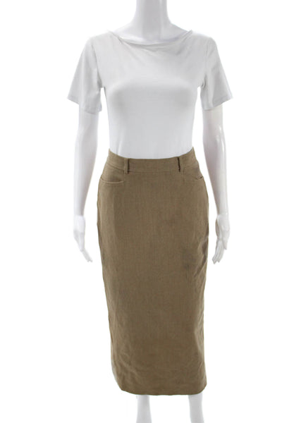 Ralph Ralph Lauren Women Straight Pencil Skirt Midi Brown Wool Blend Size 8
