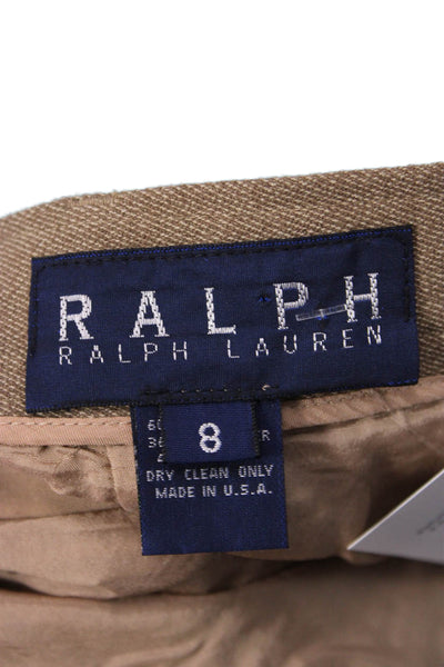 Ralph Ralph Lauren Women Straight Pencil Skirt Midi Brown Wool Blend Size 8