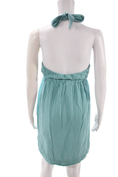 Ella Moss Women Sundress Blue Cotton Halter Mini Tie Waist Size XS