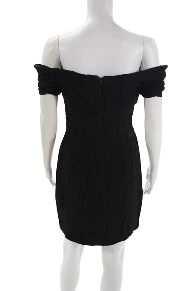 Nicole Miller Women Black Off Shoulder Bodycon Dress Short Sleeve Size 8