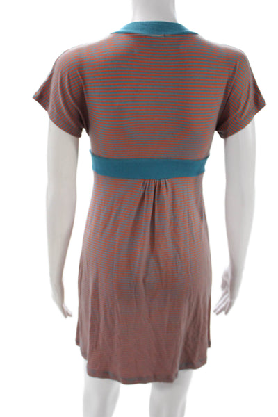 Ella Moss Women Trapeze Swing Dress Multicolor Striped V-Neck Size XS