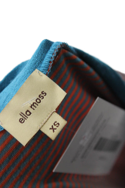 Ella Moss Women Trapeze Swing Dress Multicolor Striped V-Neck Size XS