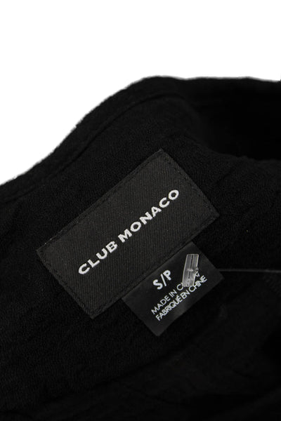 Club Monaco Womens Black Basic Petite Blouse Long Sleeve Round Neck Size S