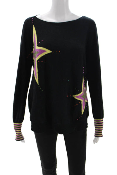 Zaket & Plover Womens Pullover Sweater Black Wool Blend Boat Neck Size M