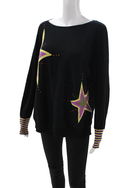 Zaket & Plover Womens Pullover Sweater Black Wool Blend Boat Neck Size M