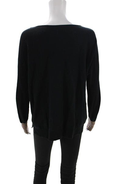 Zaket & Plover Womens Pullover Sweater Black Wool Blend Boat Neck Size M