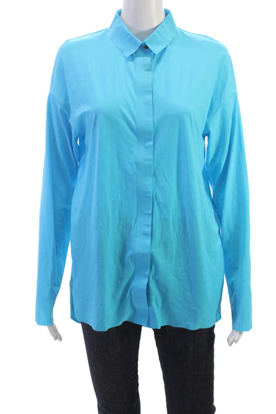 Marccain Sports Womens Basic Casual Collared Long Sleeve Blue Top Size 3