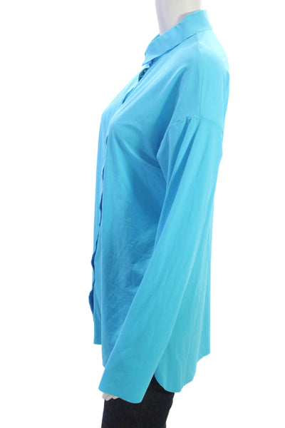 Marccain Sports Womens Basic Casual Collared Long Sleeve Blue Top Size 3