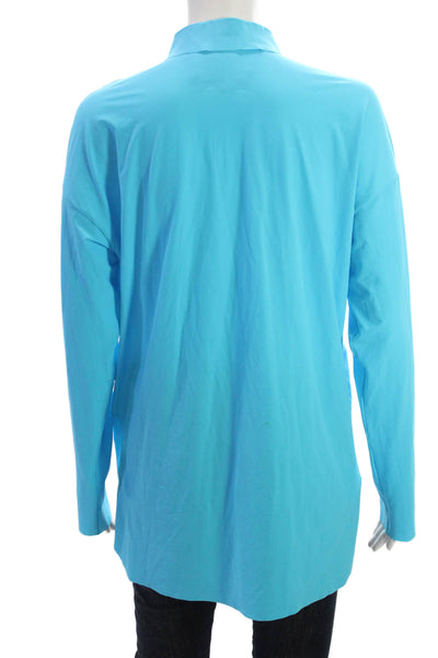 Marccain Sports Womens Basic Casual Collared Long Sleeve Blue Top Size 3