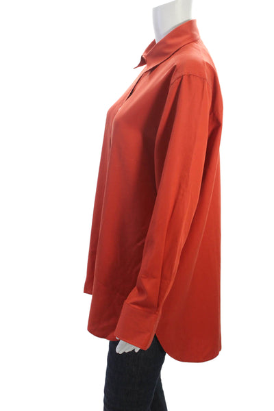 The Shirt Company Womens Orange Tencel Tunic Button-Up Long Sleeve Size 8