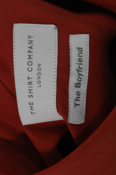 The Shirt Company Womens Orange Tencel Tunic Button-Up Long Sleeve Size 8