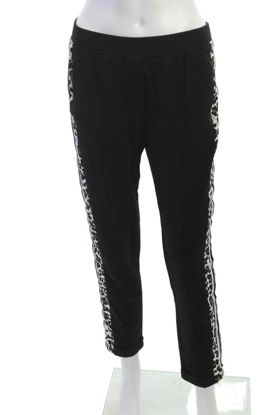 Marccain Womens Jogger Pants Black Animal Print Cotton Size 3