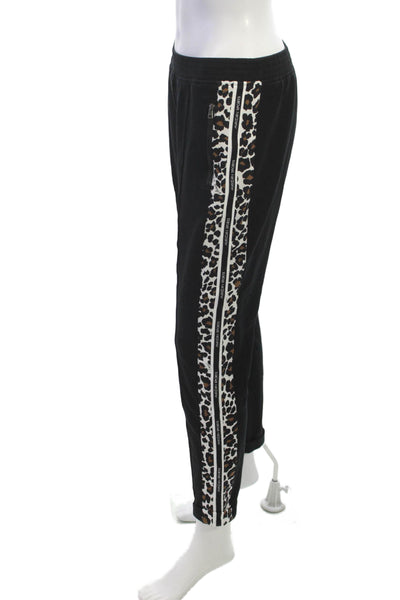 Marccain Womens Jogger Pants Black Animal Print Cotton Size 3