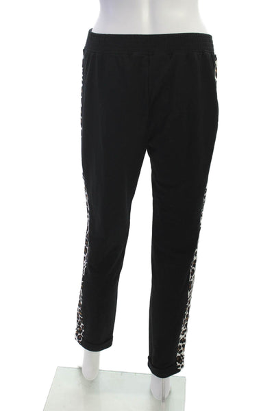 Marccain Womens Jogger Pants Black Animal Print Cotton Size 3