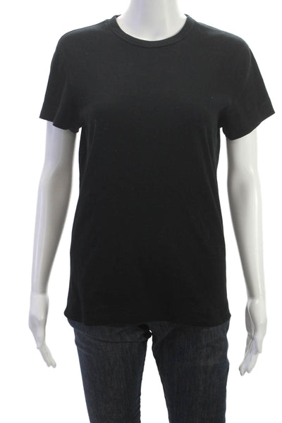 Three Dots Womens Basic Cotton Black Crew Neck Short Sleeve T-Shirt Size S
