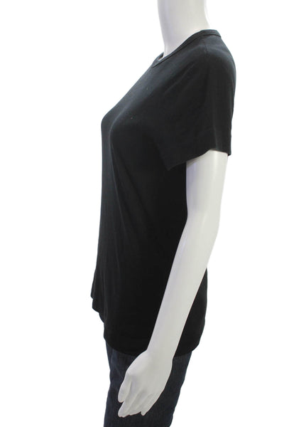 Three Dots Womens Basic Cotton Black Crew Neck Short Sleeve T-Shirt Size S