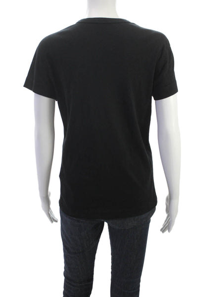 Three Dots Womens Basic Cotton Black Crew Neck Short Sleeve T-Shirt Size S