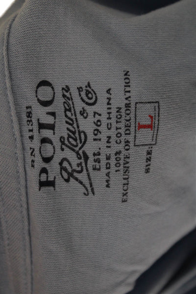 Polo Ralph Lauren Mens Shirt Blue Cotton Crew Neck Short Sleeve Size L