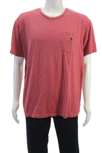 Polo Ralph Lauren Men Red Cotton Shirt Short Sleeve Crew Neck Size L