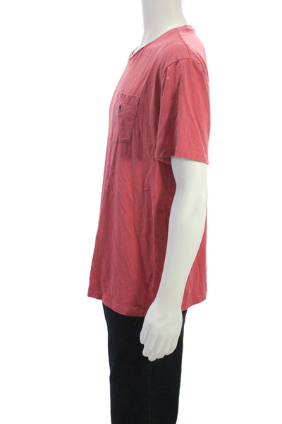 Polo Ralph Lauren Men Red Cotton Shirt Short Sleeve Crew Neck Size L