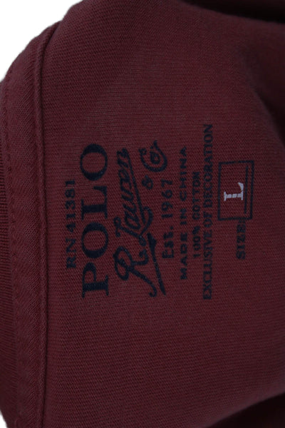 Polo Ralph Lauren Men Red Cotton Shirt Short Sleeve Crew Neck Size L