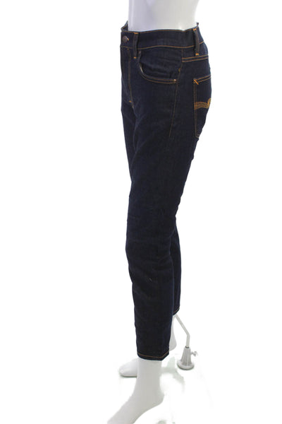 Nudie Jeans Mens Tapered Blue Cotton Jeans Button Size 30
