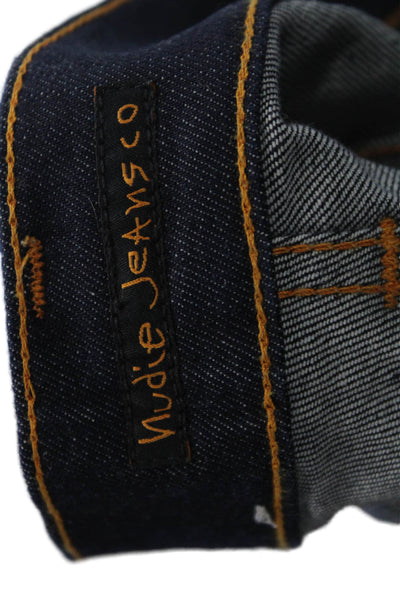 Nudie Jeans Mens Tapered Blue Cotton Jeans Button Size 30
