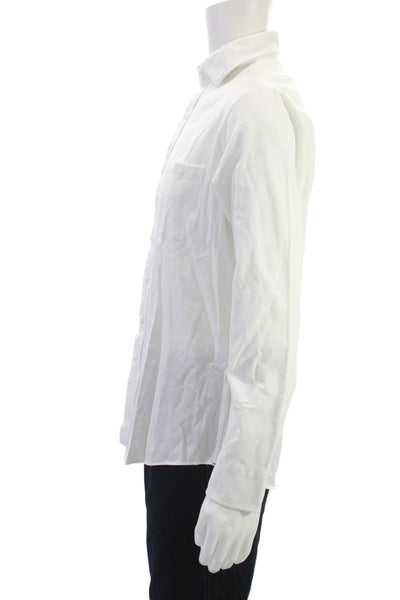 Sid Mashburn Mens Cotton Long Sleeve Collared Button-Down Shirt White Size M