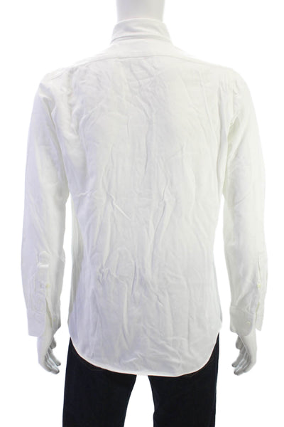Sid Mashburn Mens Cotton Long Sleeve Collared Button-Down Shirt White Size M
