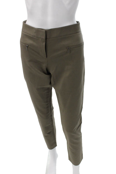 Club Monaco Women Ankle Pants Green Zip 65% Cotton Size 6