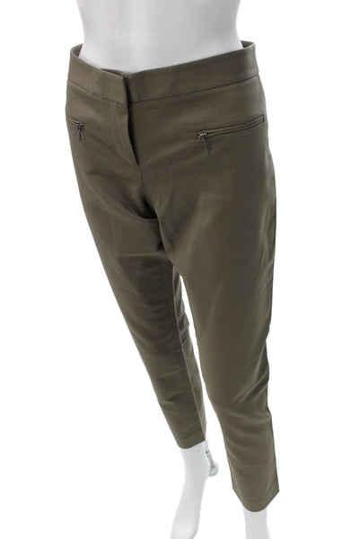 Club Monaco Women Ankle Pants Green Zip 65% Cotton Size 6