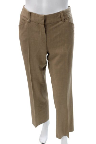Theory Womens Beige Wool Dress Pants Zip Front Size 6