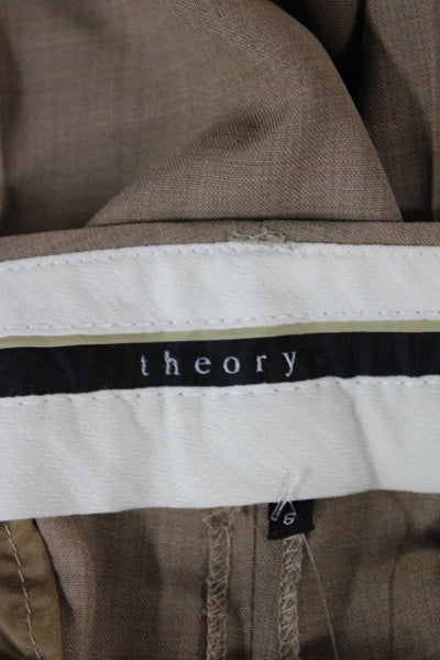 Theory Womens Beige Wool Dress Pants Zip Front Size 6