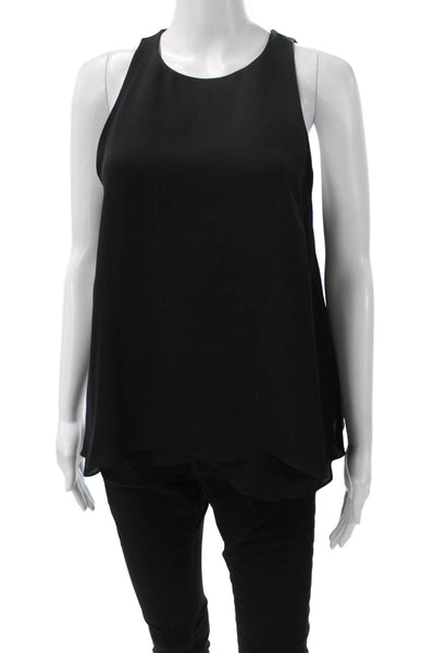 Rebecca Taylor Womens Black Silk Sleeveless Round Neck Basic Tank Size 6