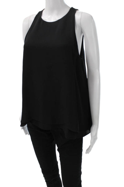 Rebecca Taylor Womens Black Silk Sleeveless Round Neck Basic Tank Size 6