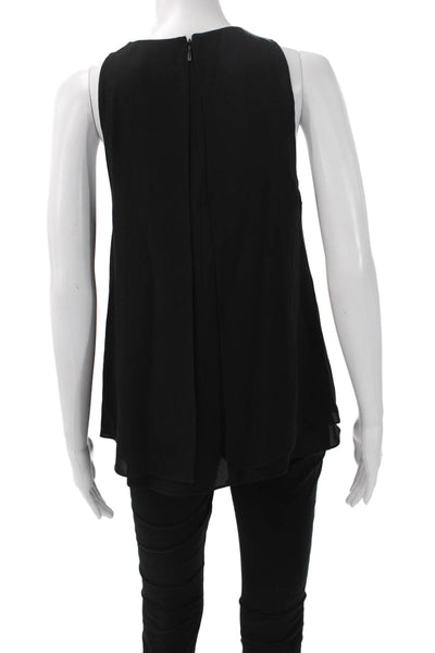 Rebecca Taylor Womens Black Silk Sleeveless Round Neck Basic Tank Size 6