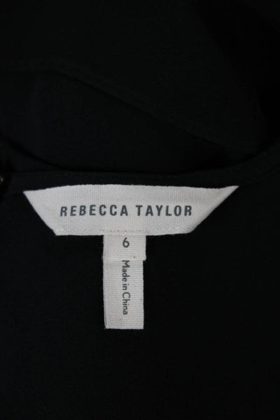 Rebecca Taylor Womens Black Silk Sleeveless Round Neck Basic Tank Size 6