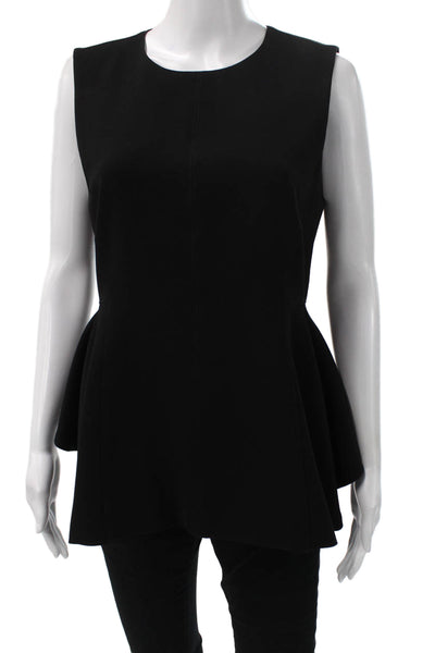 Theory Womens Tunic Blouse Sleeveless Black Zip Round Neck Size M